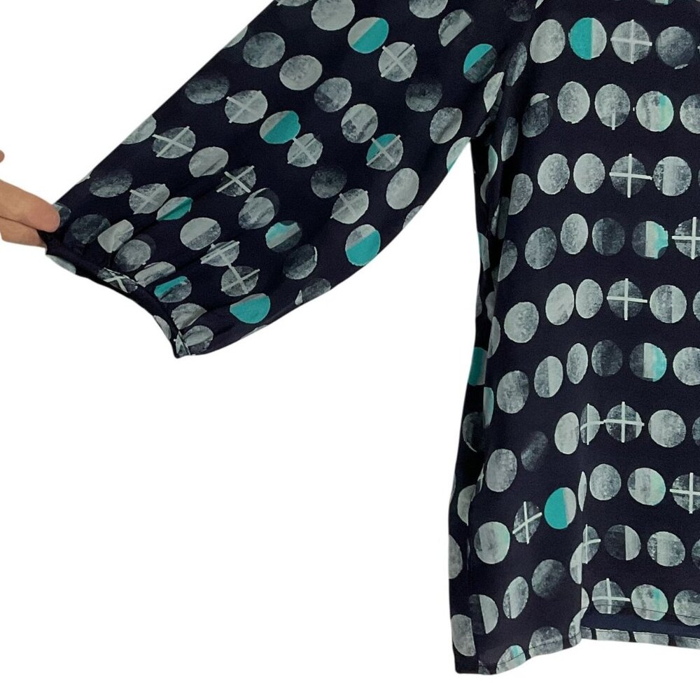 Anthropologie HD In Paris Moon Phase Silk Blouse XS Blue 100% Silk Top - Picture 4 of 10